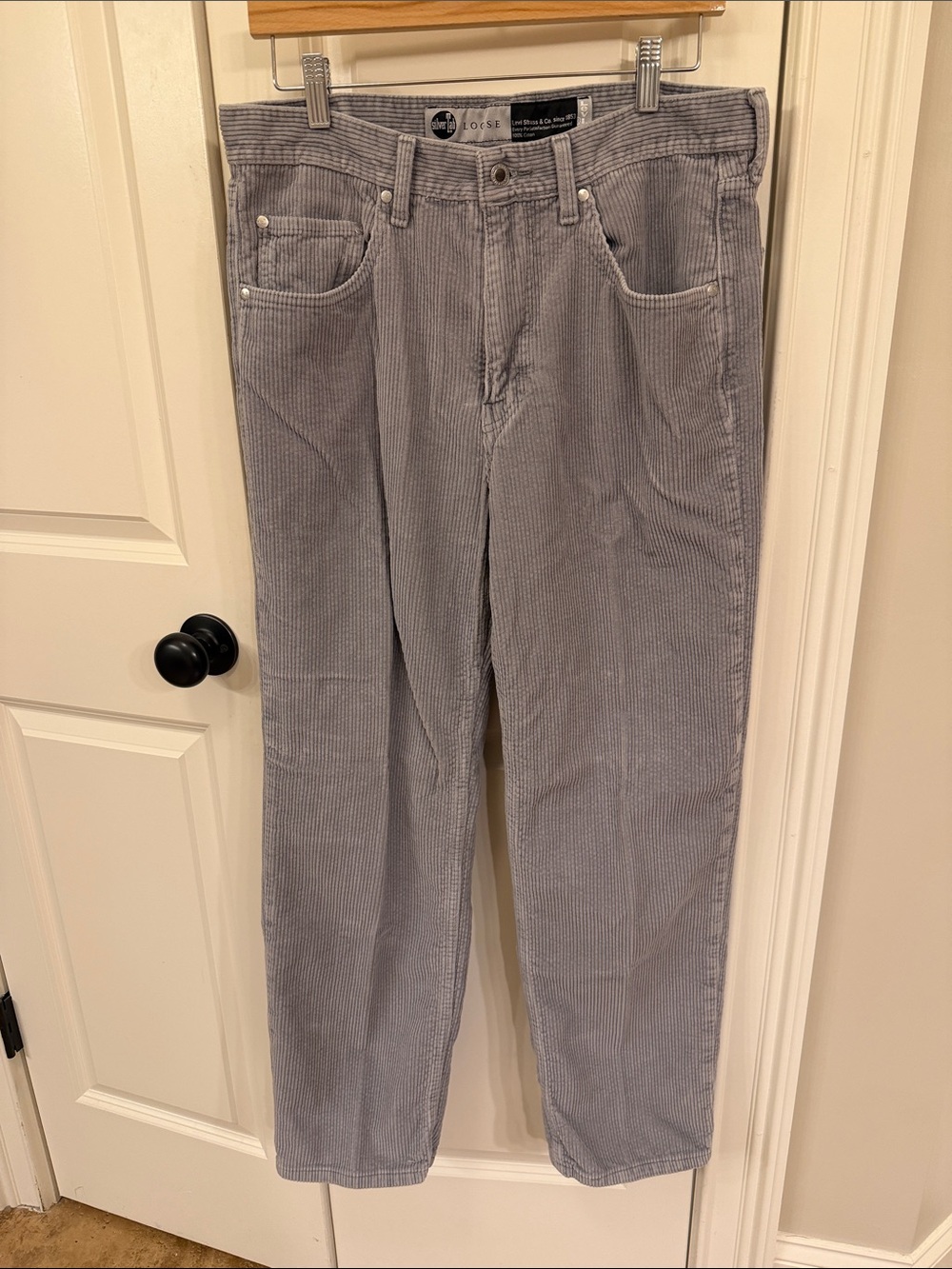 Levi's Men's Light Gray silver tab loose Corduroy Straight Pants 32 x 32